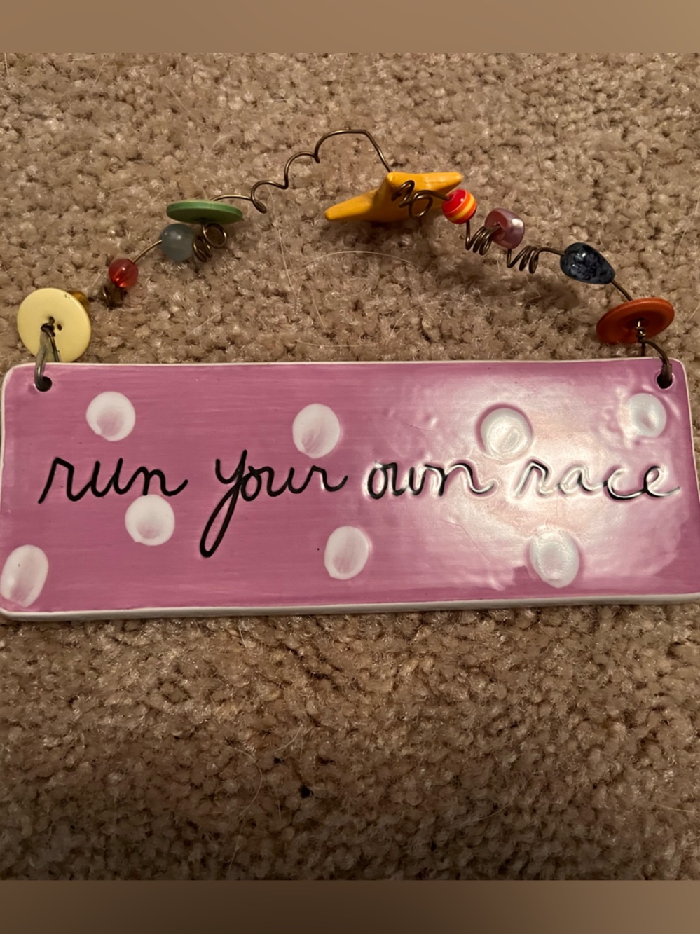 Silvestri Pink Polka Dot 'Run Your Own Race' Wall Plaque